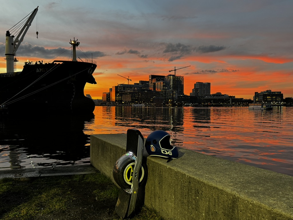 Lowboys on the GT at a waterfront sunset.